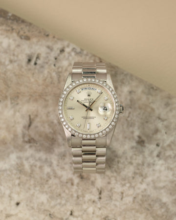 Rolex Day-Date 18346 Platinum / Factory Diamond Set