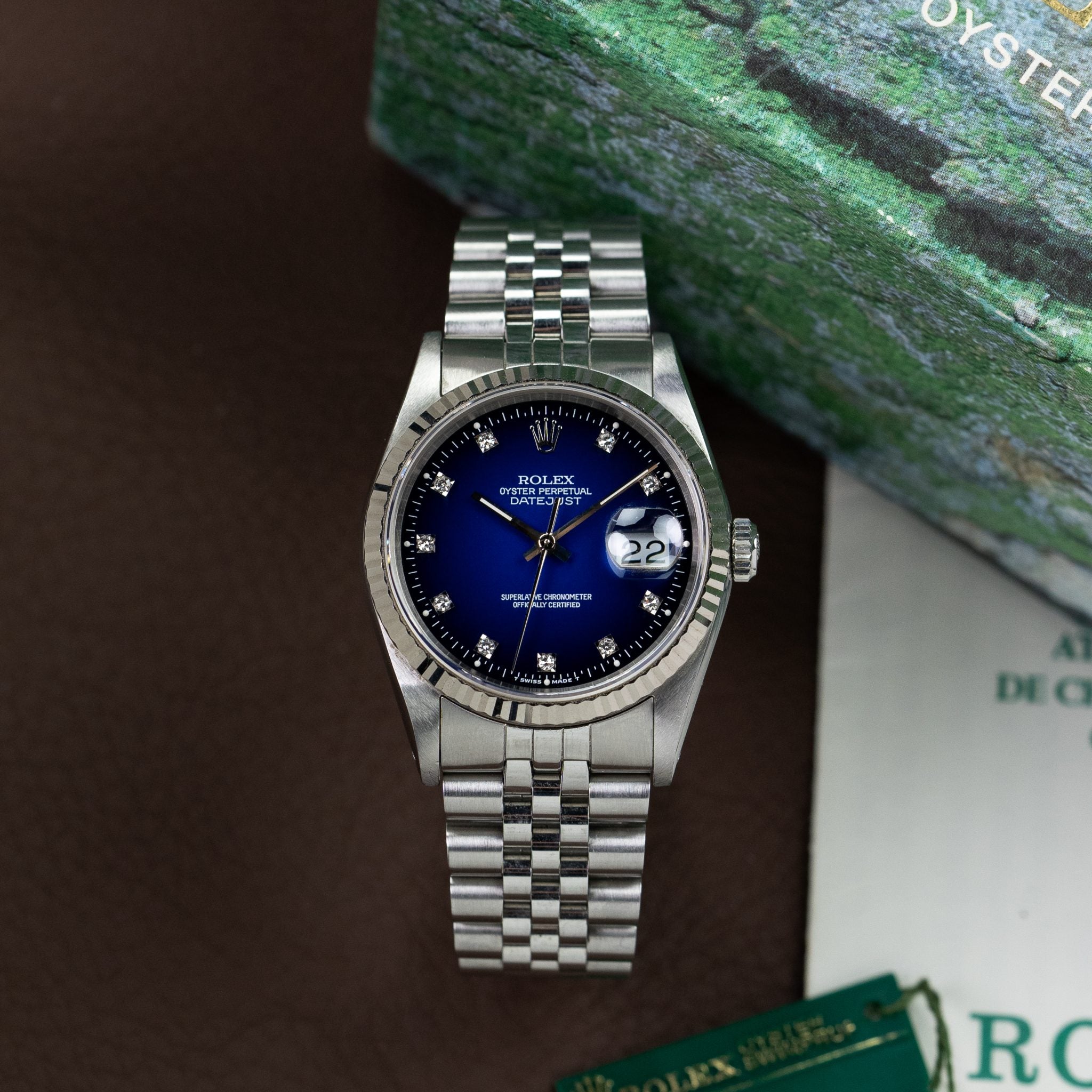 Rolex Datejust 16234 Rare Blue Vignette Diamond