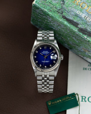 Rolex Datejust 16234 Rare Blue Vignette Diamond