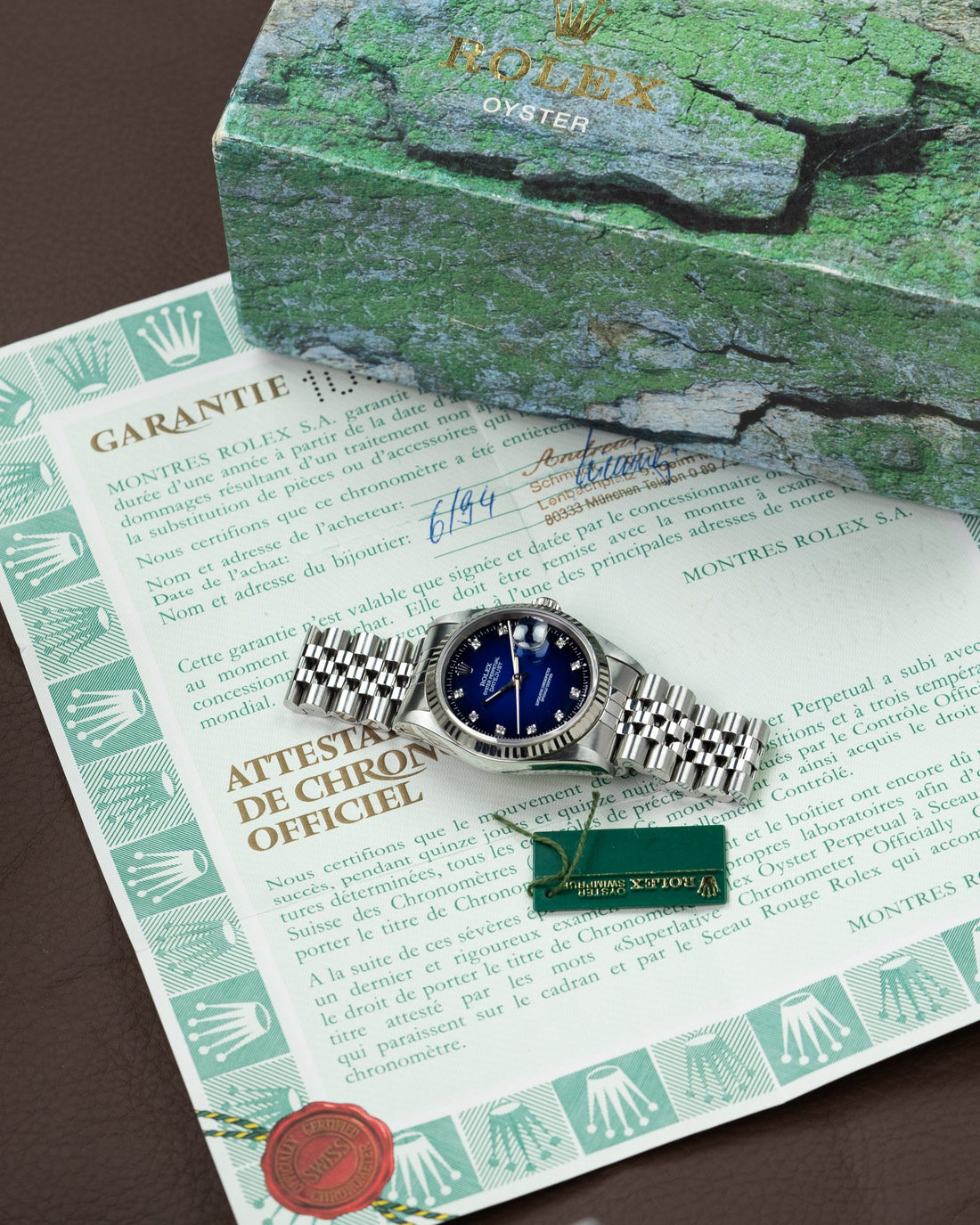 Rolex Datejust 16234 Rare Blue Vignette Diamond