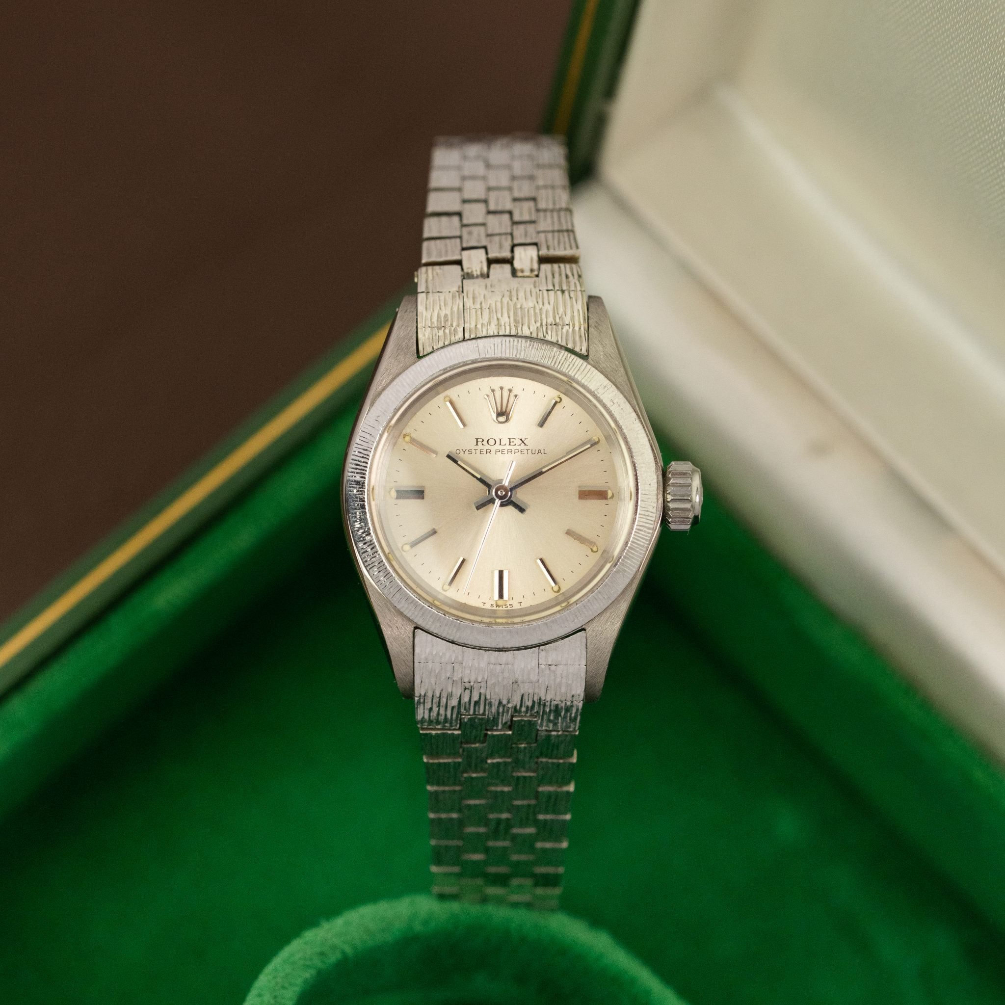 Rolex Lady Oyster Perpetual Ref.6617 White Gold 'Brick Bracelet'