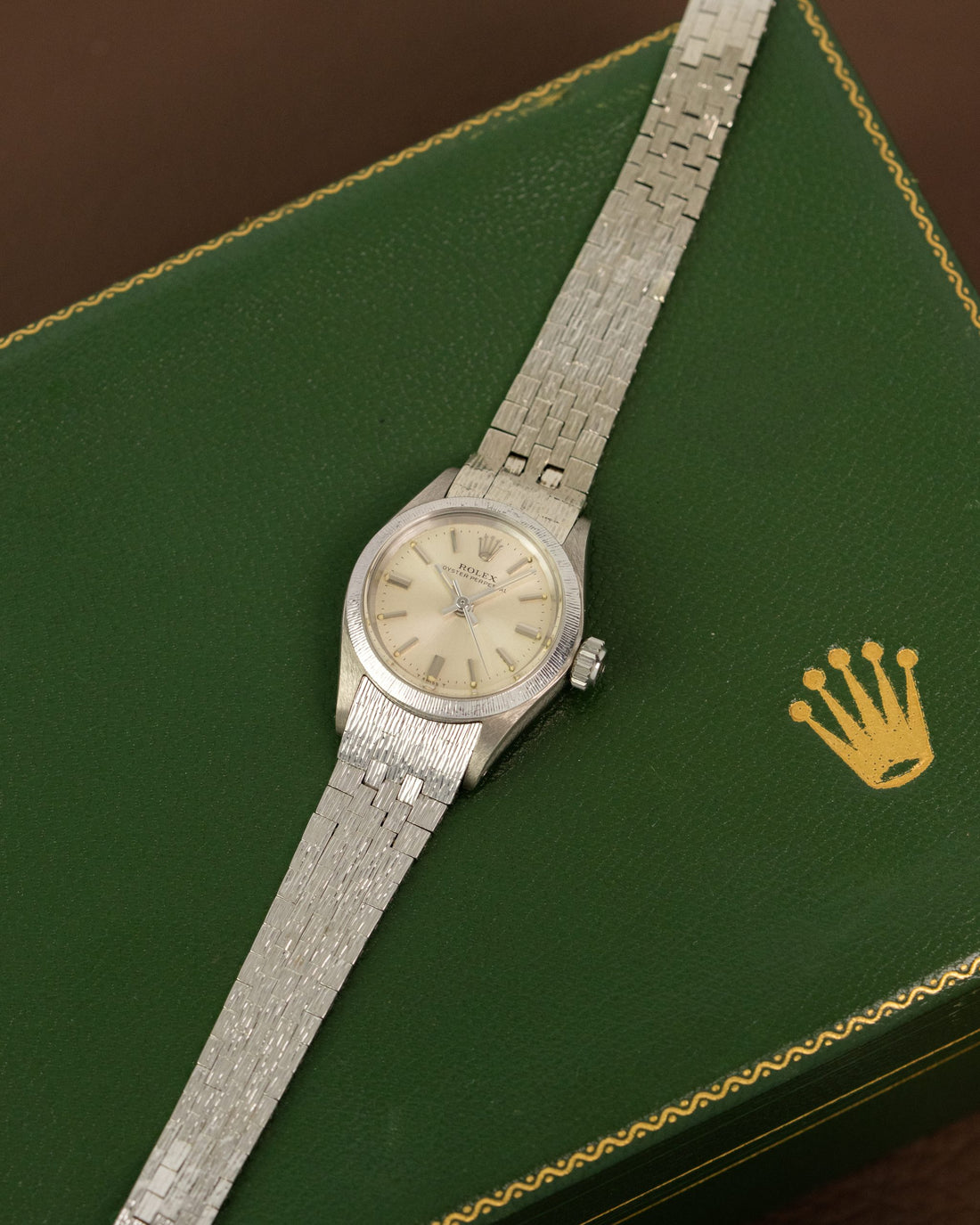 Rolex Lady Oyster Perpetual Ref.6617 White Gold 'Brick Bracelet'