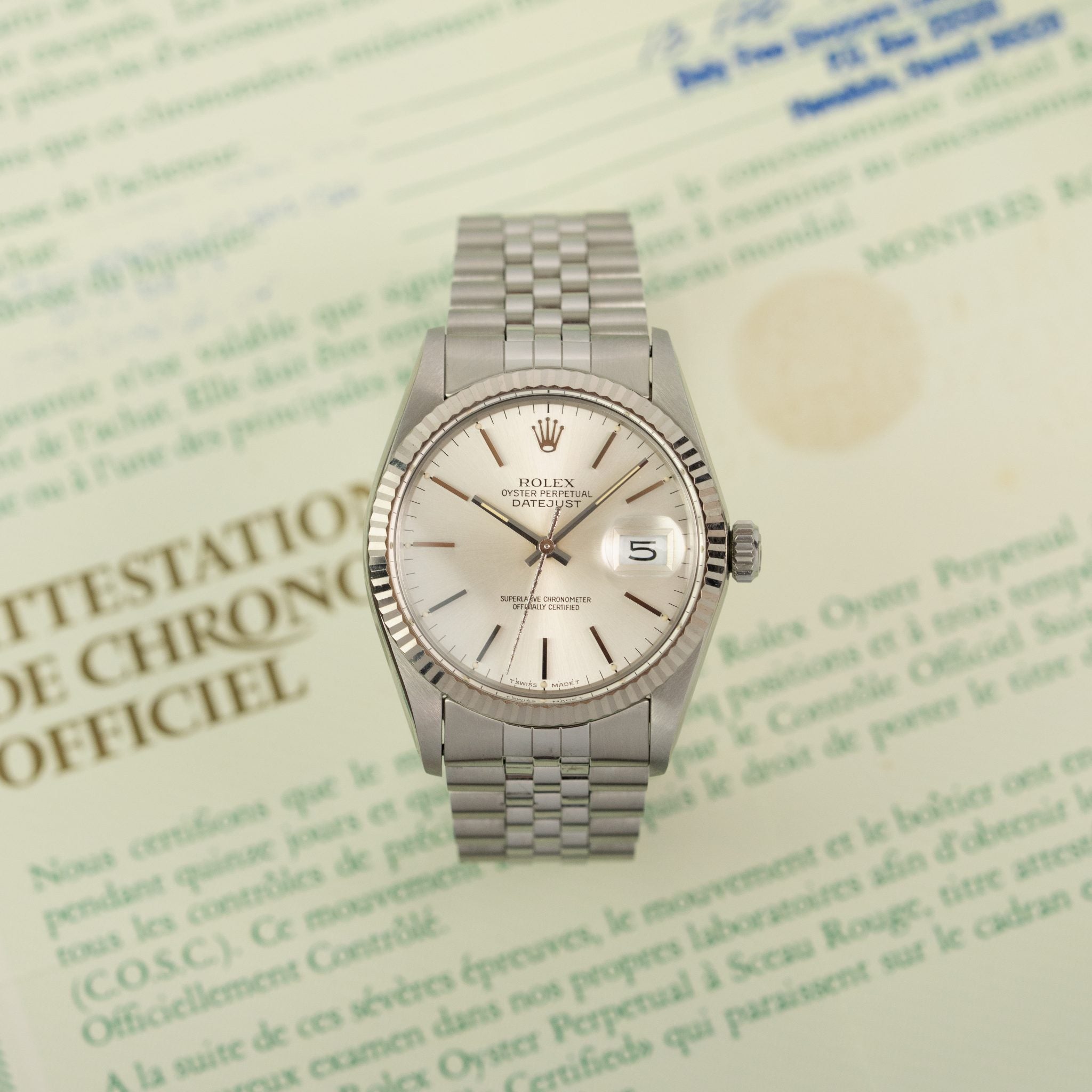 Rolex Datejust Ref.16014 Silver Dial + Papers