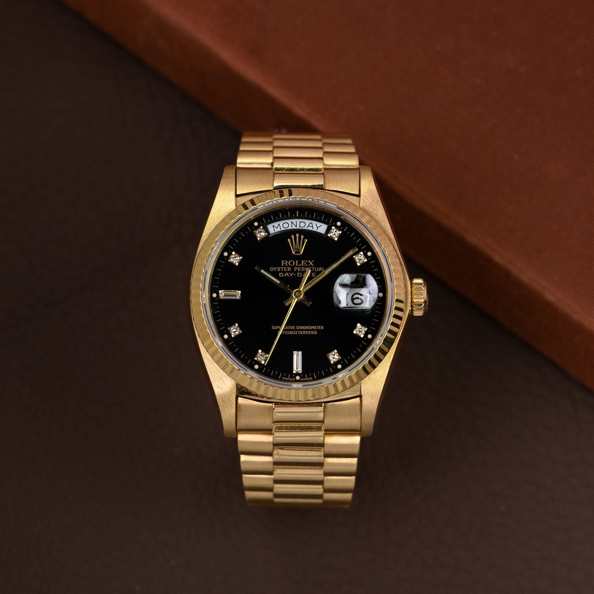 Rolex Day-Date 18038 Black Dial Diamond-Set