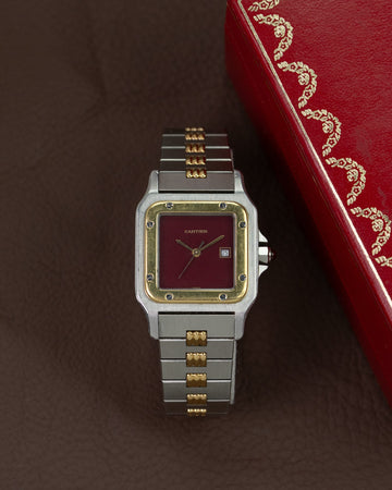 Cartier Santos Carree 2961 Burgundy | Godron Bracelet