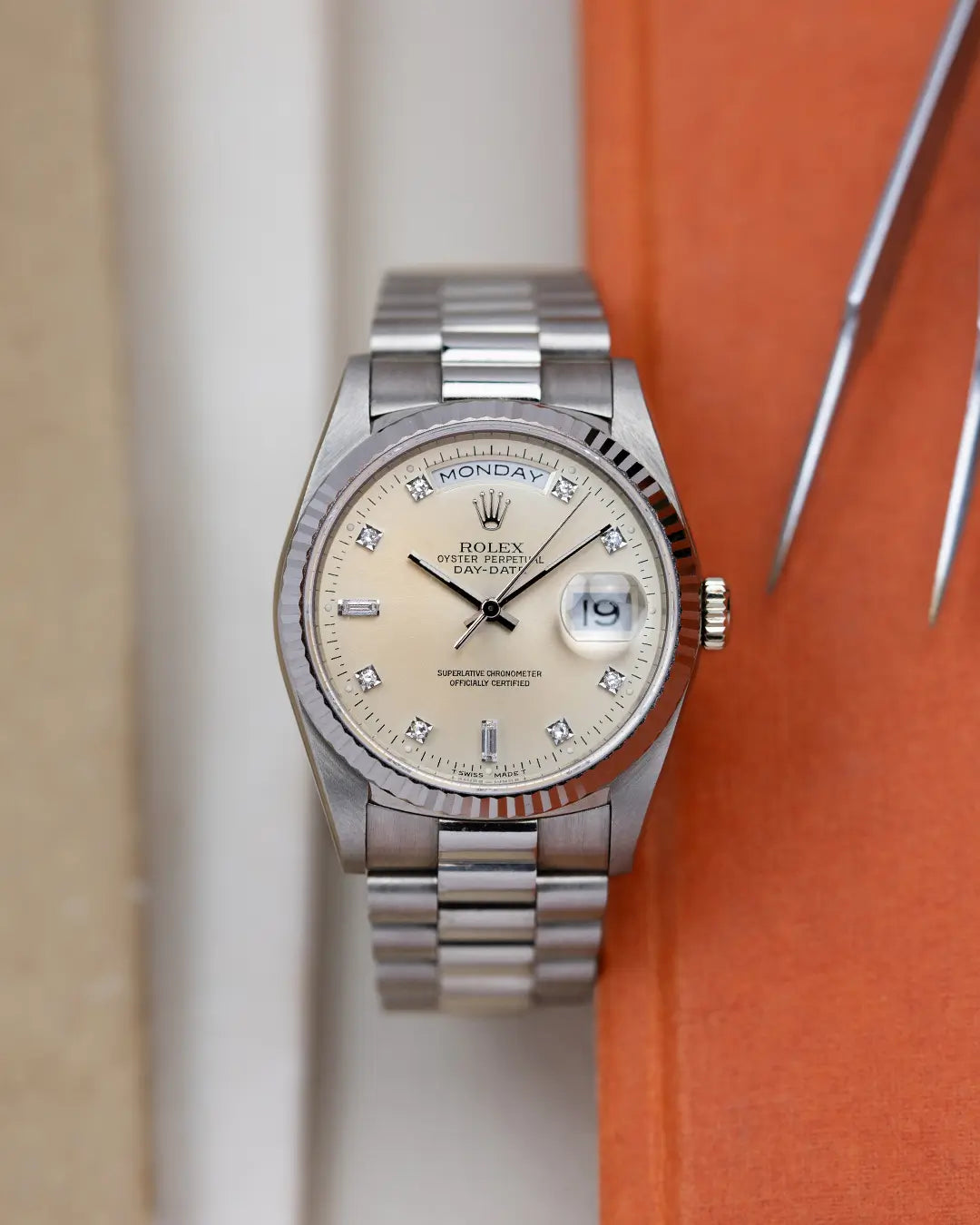 Rolex Day-Date 18239 Silver Diamond-Set